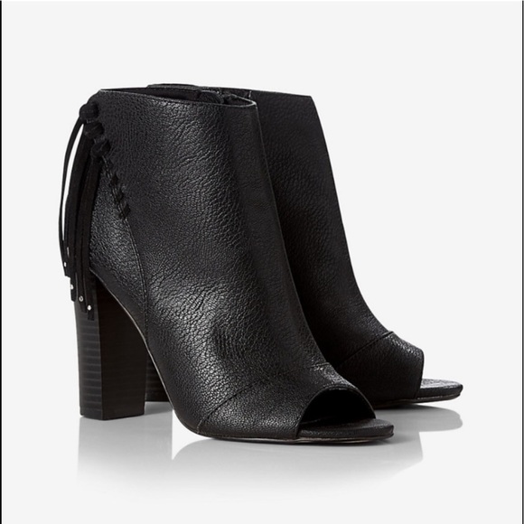 Whipstitch Fringe Open Toe Booties - Picture 2 of 5